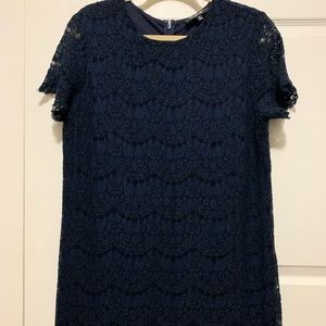 Scalloped eyelash lace graduation dress